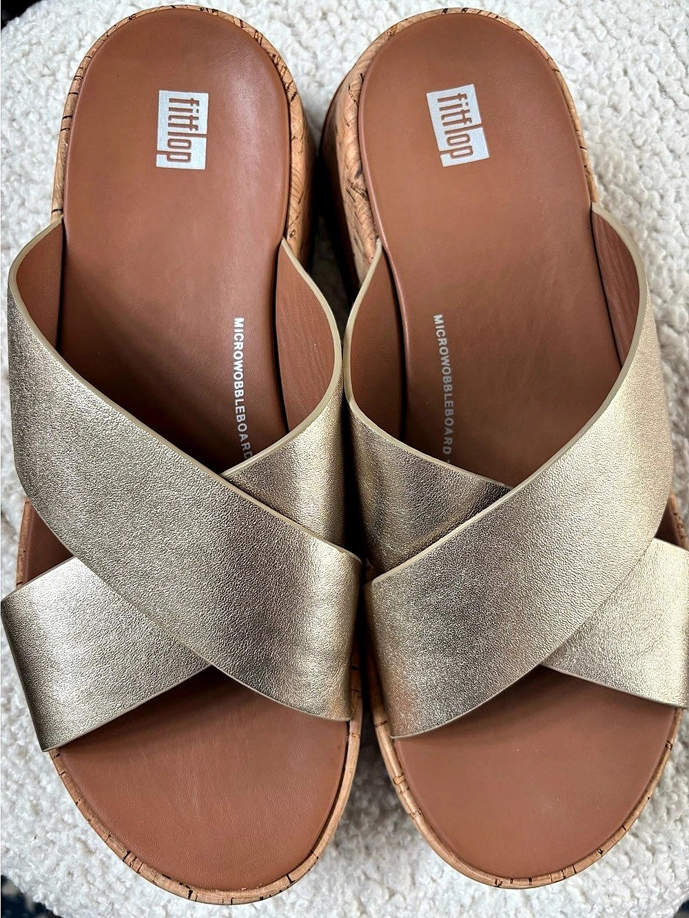 FitFlop Lulu Cross Slide Sandals Gold